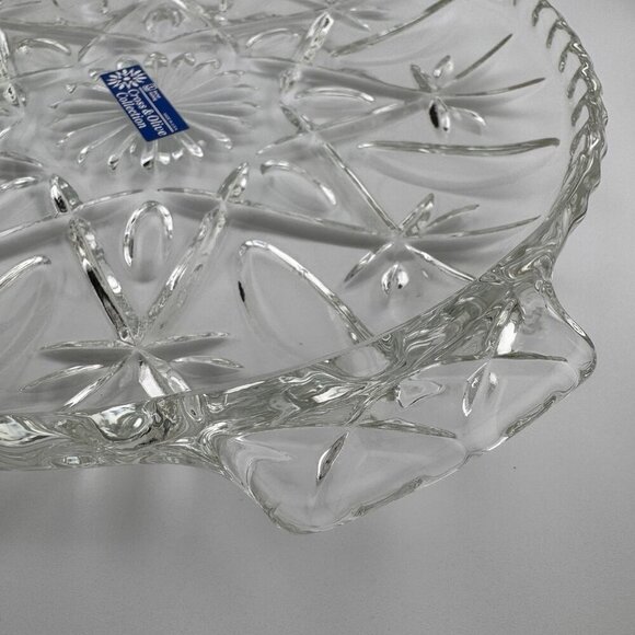 Vintage Anchor Hocking Cross & Olive Glass Platter w/ Handles | Wedding Decor - Picture 4 of 5